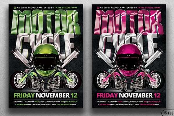Motorcycle Event Flyer Templates – Sophisticated Designs for Upscale Bike Shows | Editable PSD and AI File Formats